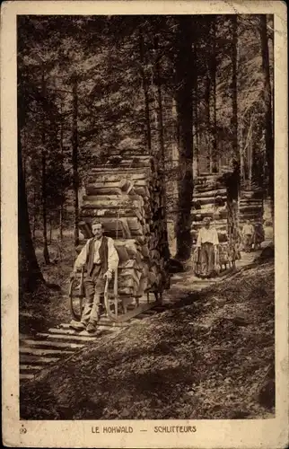 Ak Le Hohwald Elsass Bas Rhin, Schlitteurs