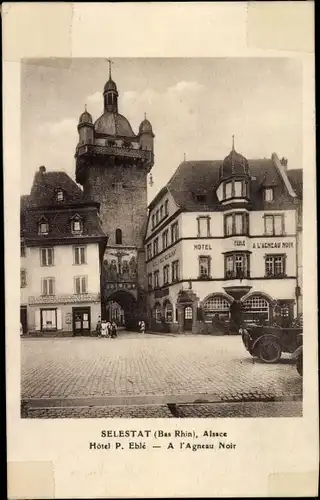 Postkarte Selestat Schlettstadt Alsace Bas Rhin, Hotel A l'Agneau Noir