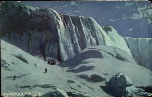 Ak Niagara Falls New York USA, Niagarafälle vereist