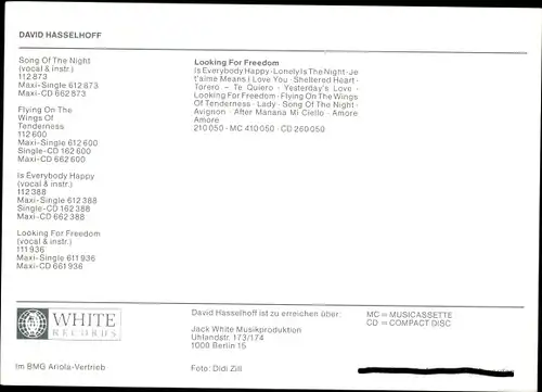 Ak Schauspieler David Hasselhoff, Portrait, Autogramm