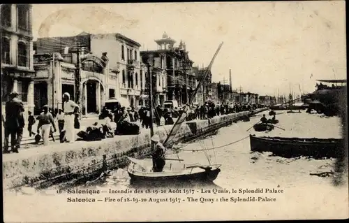 Ak Saloniki Thessaloniki Griechenland, Brand 1917, Splendid Palace