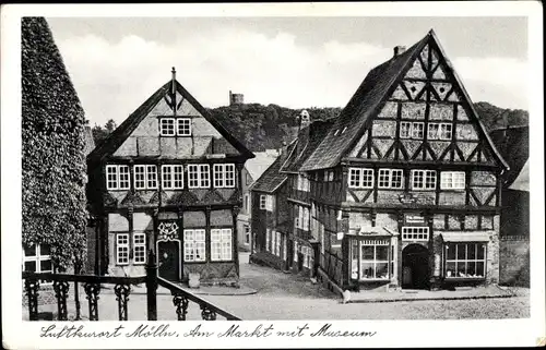 Ak Mölln im Herzogtum Lauenburg, Markt, Museum, Fachwerkhäuser