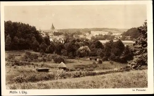 Ak Mölln im Herzogtum Lauenburg, Finnautal, Panorama, Kirche