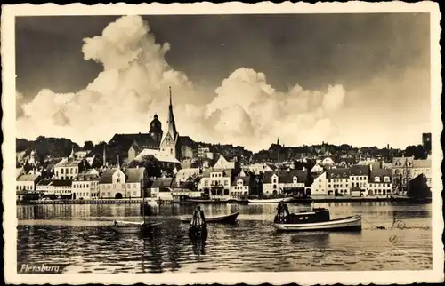 Ak Flensburg in Schleswig Holstein, Teilansicht, Hafen