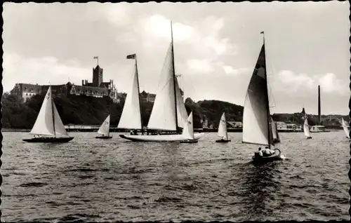 Ak Mürwik Flensburg, Marineschule, Segelboote