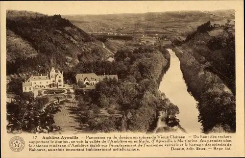 Ak Aywaille Wallonia Lüttich, Panorama vom zerstörten Bergfried des Alten Schlosses aus gesehen