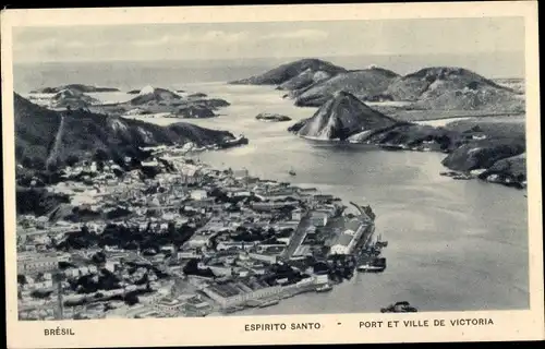 Ak Victoria Espirito Santo Brasilien, Hafen und Stadt
