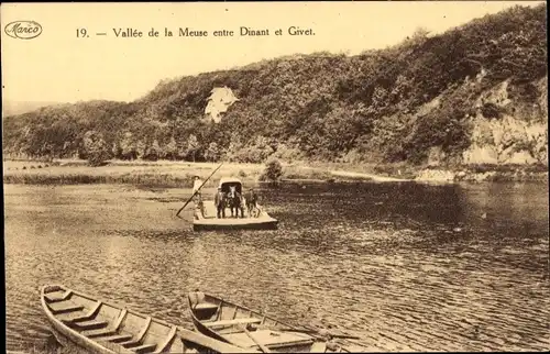 Ak Dinant Wallonien Namur, Maastal zwischen Dinant und Givet