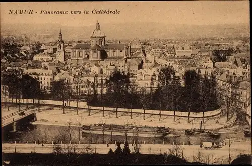 Ak Namur Wallonien, Panorama zur Kathedrale