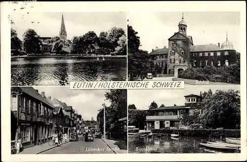 Ak Eutin in Ostholstein, Stadtbucht, Schloss, Lübecker Straße, Bootshaus