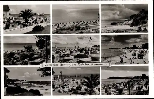Ak Grömitz in Ostholstein, Strandhalle, Palmenterrasse, Panorama, Strand