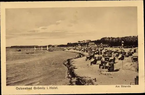 Ak Ostseebad Grömitz in Holstein, Strandblick