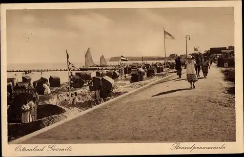 Ak Grömitz in Ostholstein, Strandpromenade, Segelboote