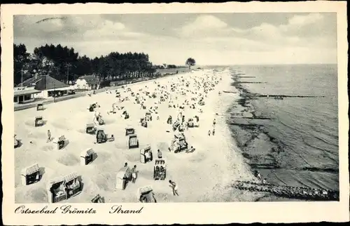 Ak Ostseebad Grömitz in Holstein, Strand, Strandkörbe