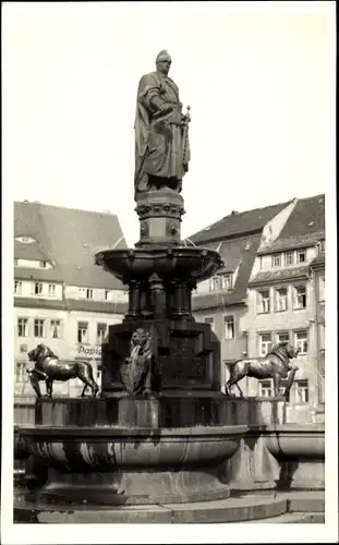 Foto Ak Freiberg in Sachsen, Denkmal Otto der Reiche, Brunnen