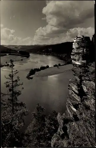 Ak Saalburg in Thüringen, Bleiloch-Saaletalsperre, Blick von der Agnesruhe