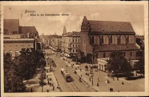 Ak Wrocław Breslau Schlesien, Schweidnitzer Straße