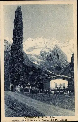 Ak Courmayeur Valle D'Aosta Italien, Strada della Villette e la Catena del M. Bianco