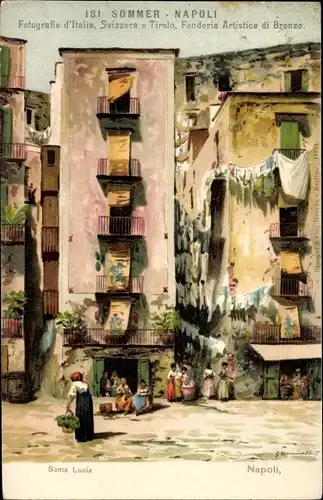 Künstler Litho Napoli Neapel Campania, Santa Lucia