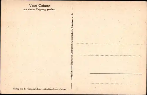 Ak Coburg in Oberfranken, Veste, Festung, Fliegeraufnahme