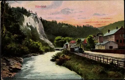 Künstler Ak Stölle, Rübeland Oberharz am Brocken, Zahnradbahn Blankenburg Rübeland Tanne