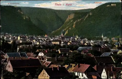 Ak Thale im Harz, Stadt mit Hexentanzplatz und Rosstrappe