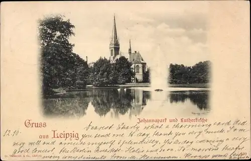 Ak Leipzig in Sachsen, Johannapark, Lutherkirche