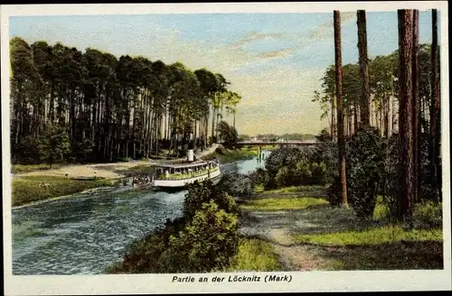 Ak Grünheide in der Mark, Dampfschiff auf der Löcknitz