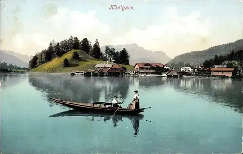 Ak Königsee Königssee Oberbayern, Ruderboot