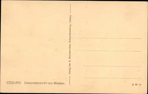 Ak Coburg in Oberfranken, Gesamtansicht von Westen