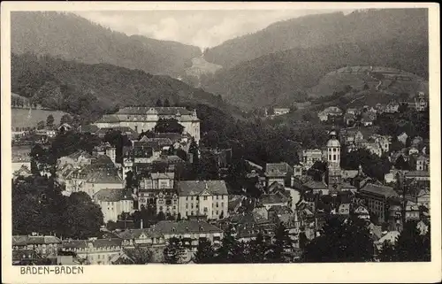 Ak Baden Baden am Schwarzwald, Teilansicht, Kirche