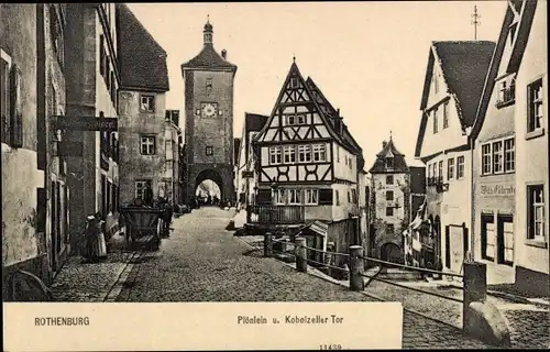 Ak Rothenburg ob der Tauber Mittelfranken, Plönlein, Kobolzeller Tor