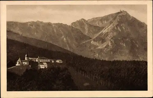 Ak Siegsdorf in Oberbayern, Kloster Maria Eck von Alzing gesehen, Hochfelln