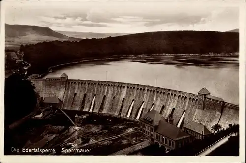 Ak Waldeck am Edersee Hessen, Edertalsperre, Sperrmauer