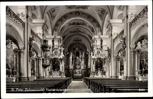 Ak St. Peter im Schwarzwald, Kirche, Innenansicht, Altar, Kanzel