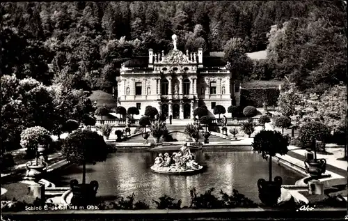 Ak Linderhof Ettal Oberbayern, Schloss Linderhof, Brunnen