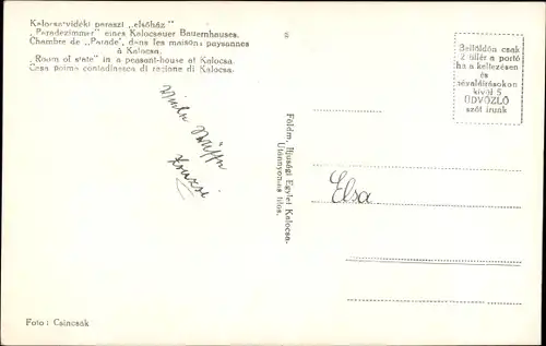 Ak Kalocsa Kollotschau Kaloča Ungarn, Paar in ungarischen Trachten, Paradezimmer