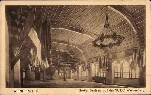 Studentika Ak Weinheim an der Bergstraße Baden, Großer Festsaal der WSC Wachenburg