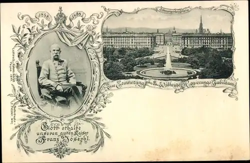 Ak Wien 1. Innere Stadt Österreich, Schwarzenbergplatz, Kaiser Franz Joseph I., Regierungs-Jubiläum