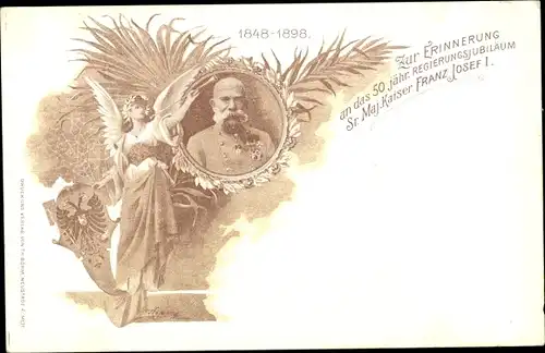 Wappen Ak Kaiser Franz Joseph I., 50 Jähriges Regierungsjubiläum 1898