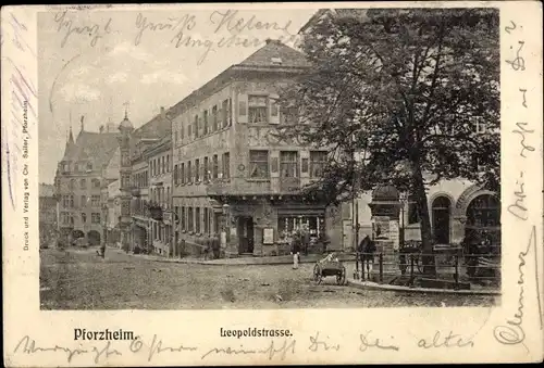 Ak Pforzheim im Schwarzwald, Leopoldstraße