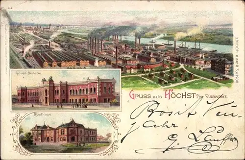 Litho Höchst Frankfurt am Main, Farbwerke, Hauptbüro, Kaufhaus