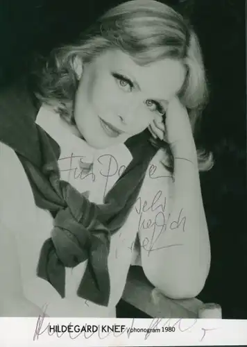 Foto Schauspielerin und Sängerin Hildegard Knef, Portrait, Autogramm
