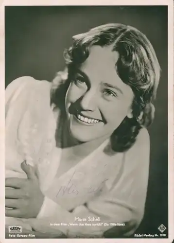 Foto Schauspielerin Maria Schell, Portrait, Autogramm