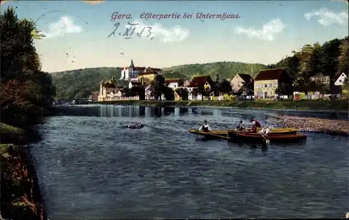 Ak Untermhaus Gera in Thüringen, Elster, Boot