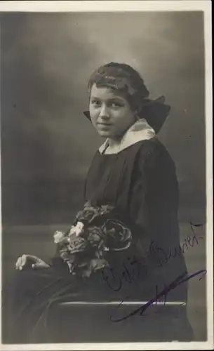 Ak Schauspielerin Edith Beurer, Portrait, Autogramm