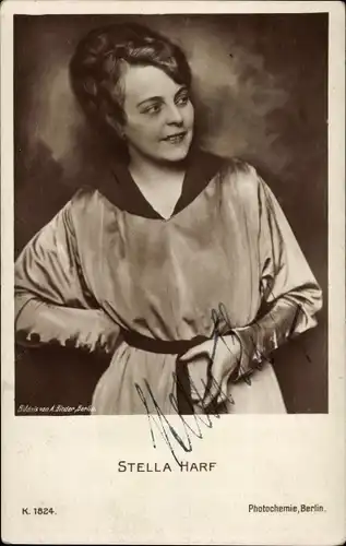 Ak Schauspielerin Stella Harf, Portrait, Autogramm