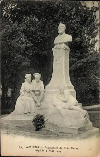 Ak Amiens Somme, Denkmal für Jules Verne