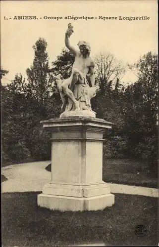 Postkarte Amiens-Somme, Square Longueville, Allegorische Gruppe