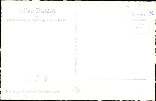 Ak Schauspieler Horst Buchholz, Bekentnisse des Hochstaplers Felix Krull